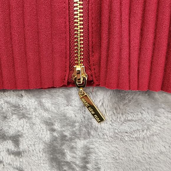 NEW Marc New York Skirt Womens S Beet Red Pull On Pleated Side Zip Slit Preppy - Picture 2 of 11